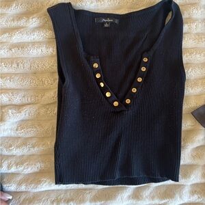 Papaya Black Tank Top with Gold Accents